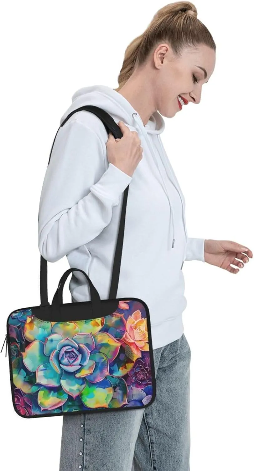 Colorful Succulent Print Laptop Tote Bag Travel Bag Business Computer Bag Work Bag for Men Women