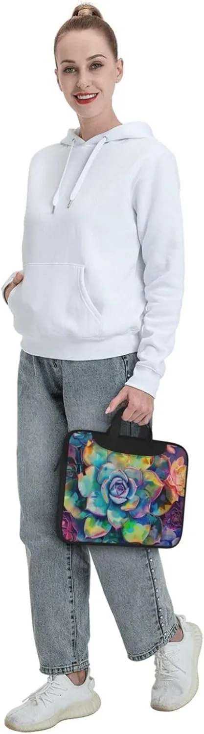 Colorful Succulent Print Laptop Tote Bag Travel Bag Business Computer Bag Work Bag for Men Women