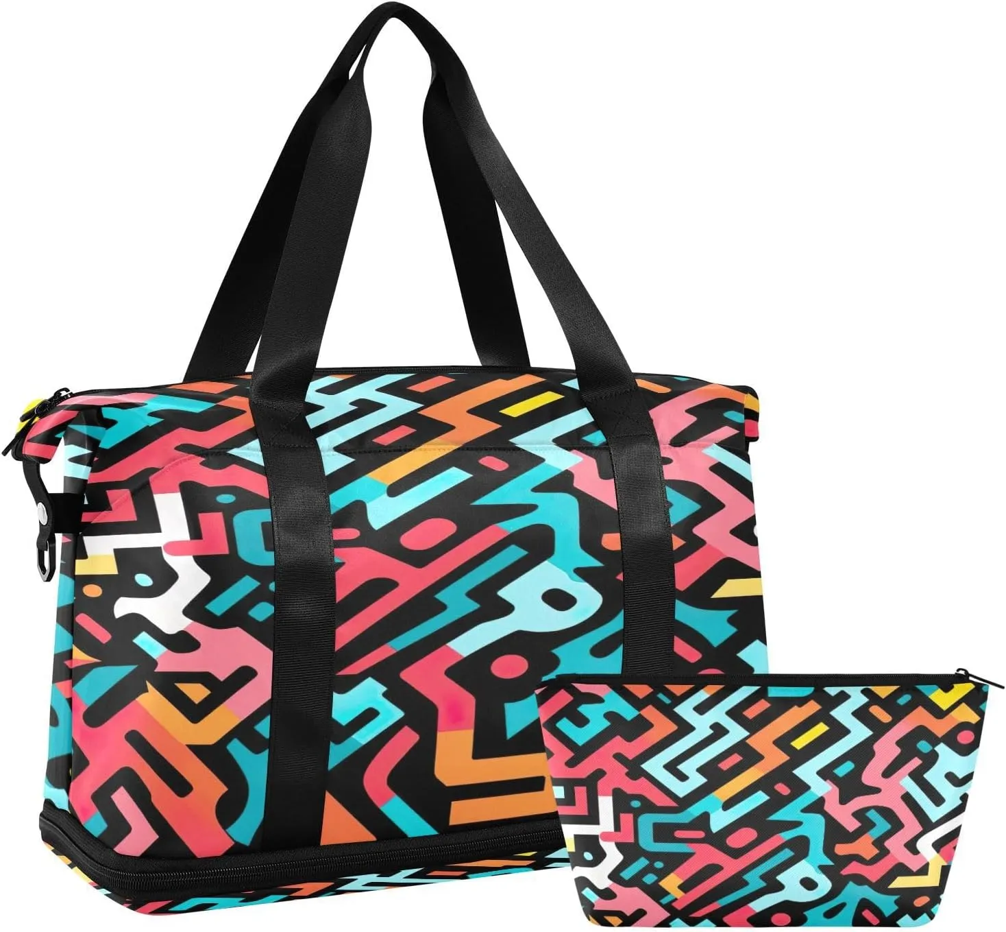 Colorful Texture Duffel Bag Lightweight Carry On Gym Bags for Travel and Weekends, Versatile Overnight Bag with Shoe Compartment