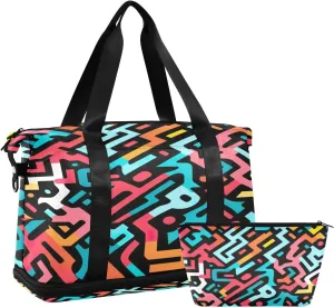 Colorful Texture Duffel Bag Lightweight Carry On Gym Bags for Travel and Weekends, Versatile Overnight Bag with Shoe Compartment