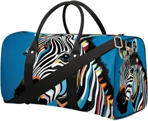 Colorful Zebra Travel Duffel bag for Men Women Weekender Overnight Bag Gym Bag Carry On Luggage Bags for Yoga Workout Sports