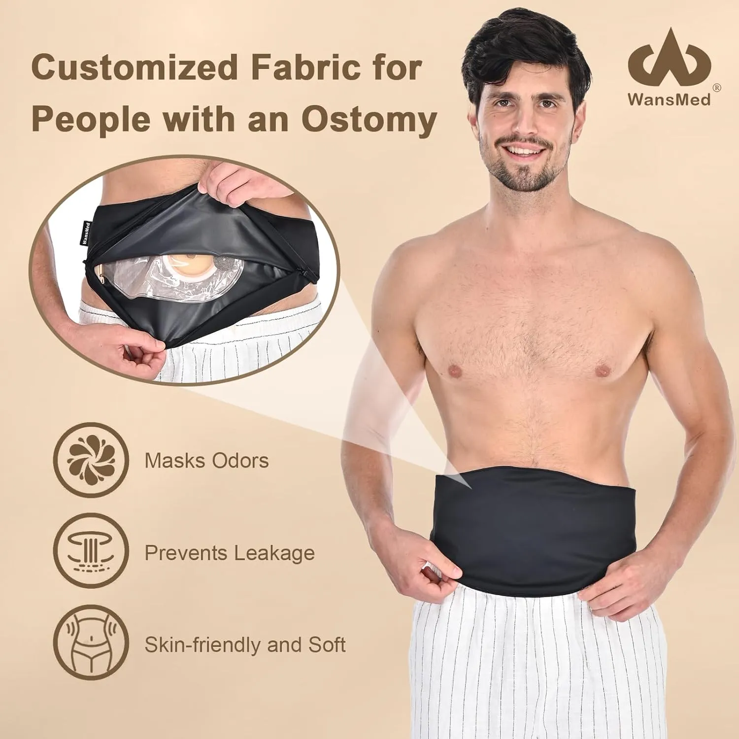 Colostomy Bag Covers for Men and Women, Stealth Belt for Sports and Daily Life, Colostomy Supplies (Black, L)