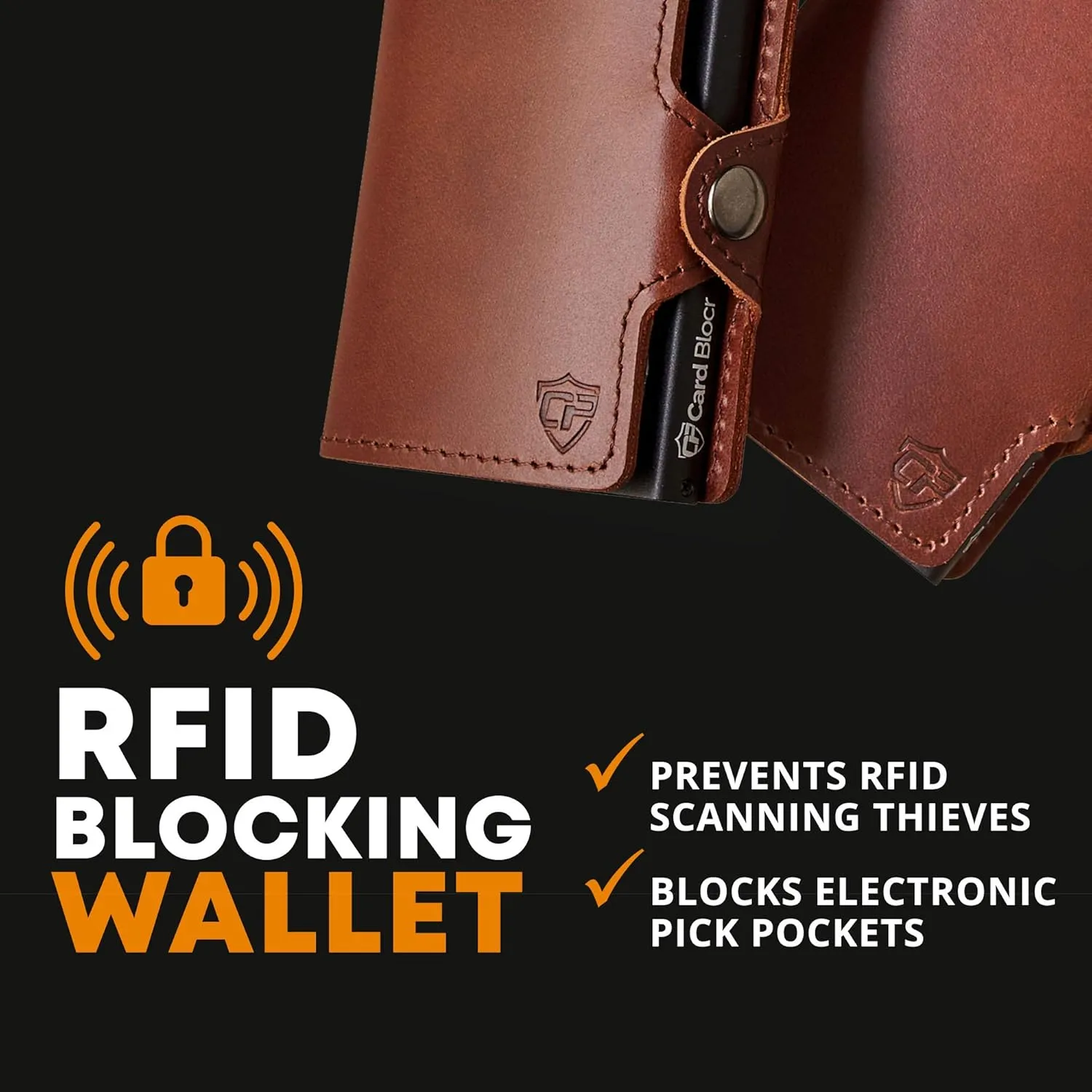 Conceal Plus Wallet for Men, Pop Up Wallet Credit Card Holder - RFID Blocking, Slim Minimalist Credit Card Case (Brown Genuine Leather)