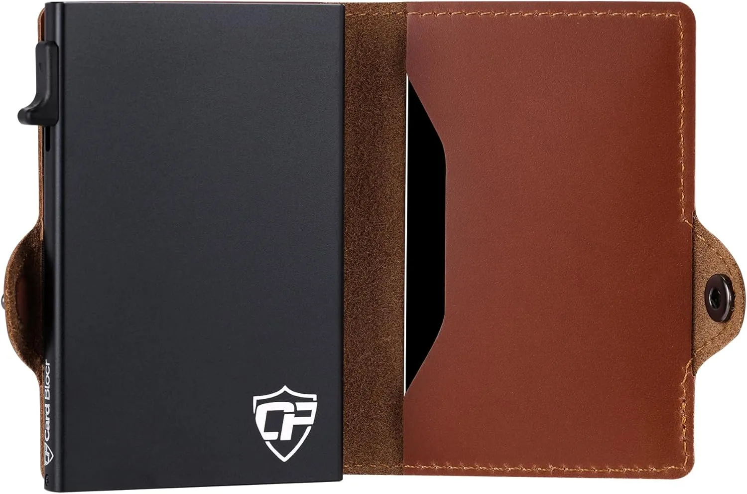 Conceal Plus Wallet for Men, Pop Up Wallet Credit Card Holder - RFID Blocking, Slim Minimalist Credit Card Case (Brown Genuine Leather)