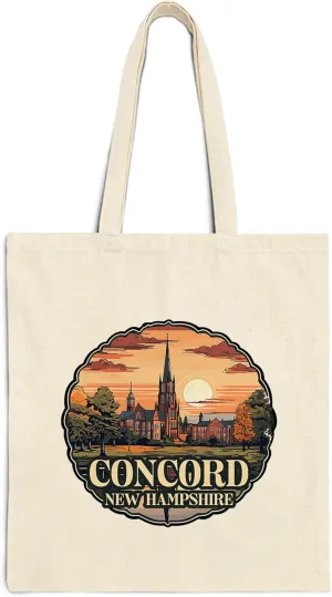 Concord New Hampshire Cotton Tote Bag for Women Men Casual Tote Bag Cloth Canvas Shopping Bags with Handles Cute Bags Everyday Use 15" x 16" Aesthetic Gift ID44997