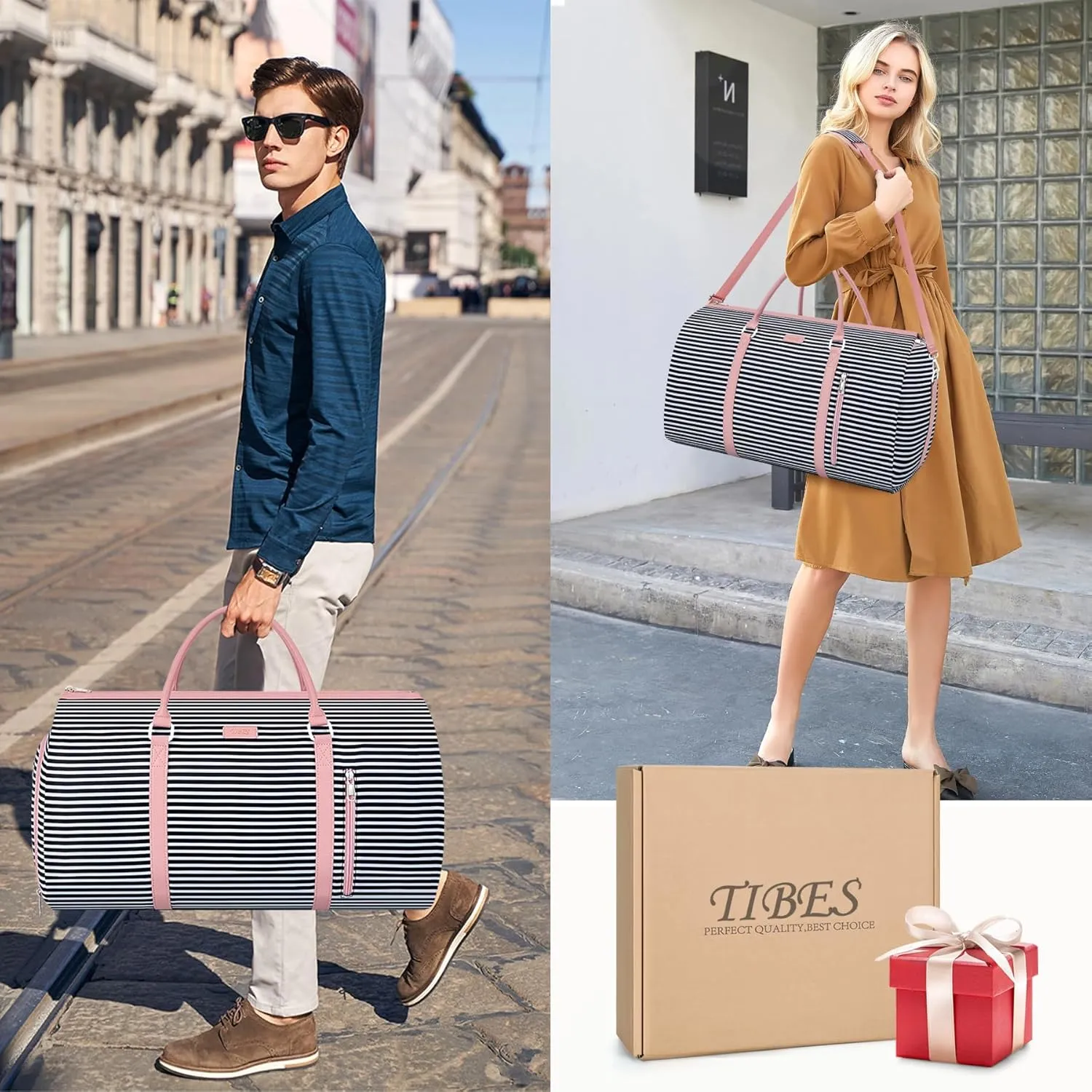 Convertible Garment Duffel Bag for Travel - Carry On Garment Bags With Toiletry Bag Large Weekender Bag for Men Women 2 in 1 Hanging Suitcase Suit Travel Duffel Overnight Bags 4pcs Set