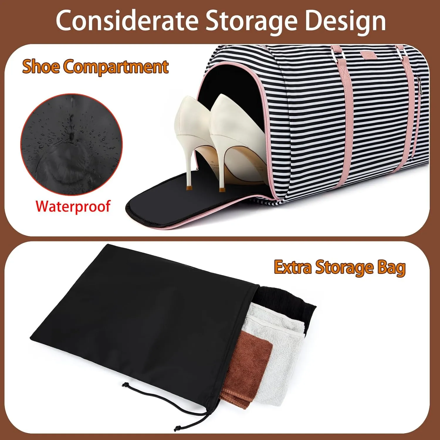 Convertible Garment Duffel Bag for Travel - Carry On Garment Bags With Toiletry Bag Large Weekender Bag for Men Women 2 in 1 Hanging Suitcase Suit Travel Duffel Overnight Bags 4pcs Set