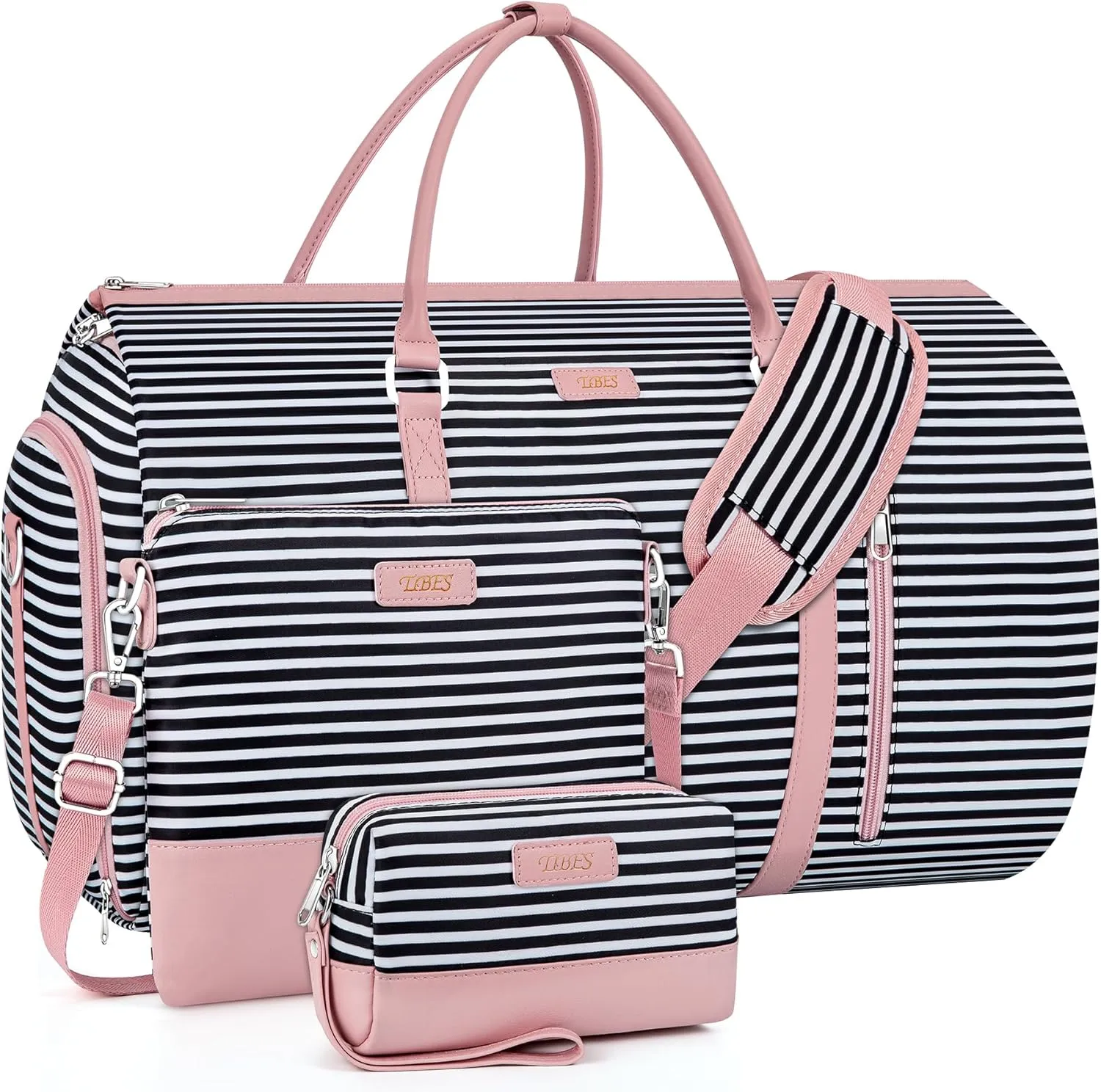 Convertible Garment Duffel Bag for Travel - Carry On Garment Bags With Toiletry Bag Large Weekender Bag for Men Women 2 in 1 Hanging Suitcase Suit Travel Duffel Overnight Bags 4pcs Set