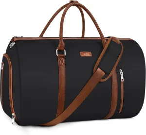 Convertible Garment Duffle Bags for Travel - Carry On Garment Bags With Toiletry Bag, Large Weekender Bags for Women Men 2 in 1 Hanging Suitcase Suit Travel Duffel Bags (Black)