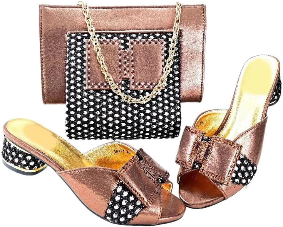 Convertible Rhinestone Bridal Set African Heels with 3 Way Clutch Italian Crafted System