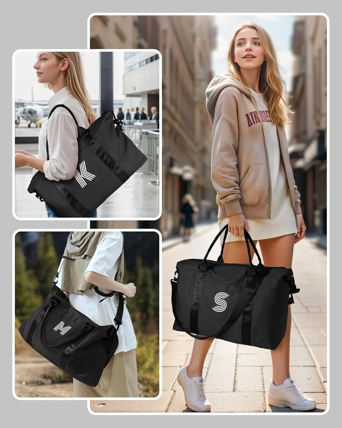 Cool Gifts for Girl,Travel Essentials, Travel Duffel Bag, Gym Bag, Personalized Weekender Bag, Overnight Bag, Niece Gifts Graduate Gifts for Her Birthday Gifts (Letter G)