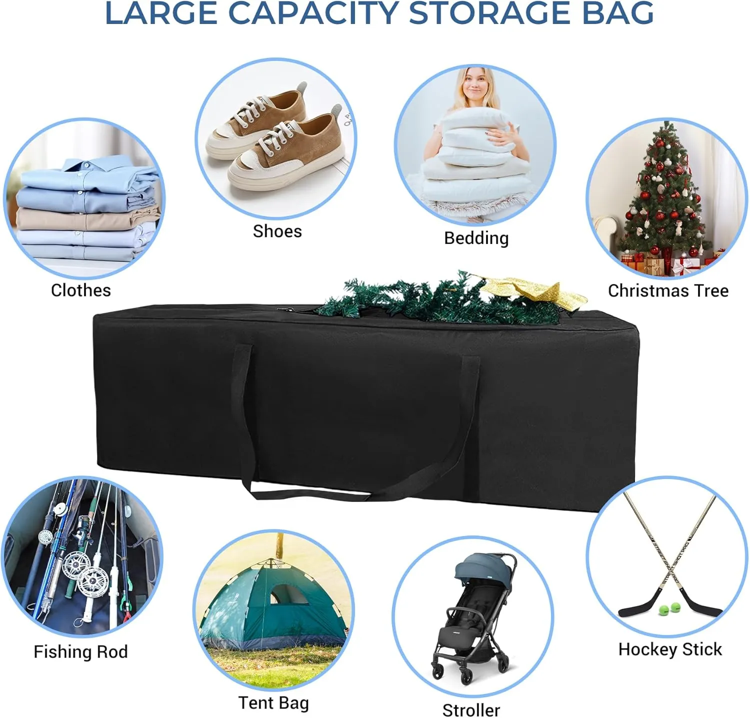 COOLBEBE 60" Sports Duffle Bag - 332L 2PCS Extra Large Travel Duffel Luggage Bag with Upgrade Zipper, Sturdy & Water Resistant Long Duffle Bag for Camping Moving (Black 60inch 2Pack)