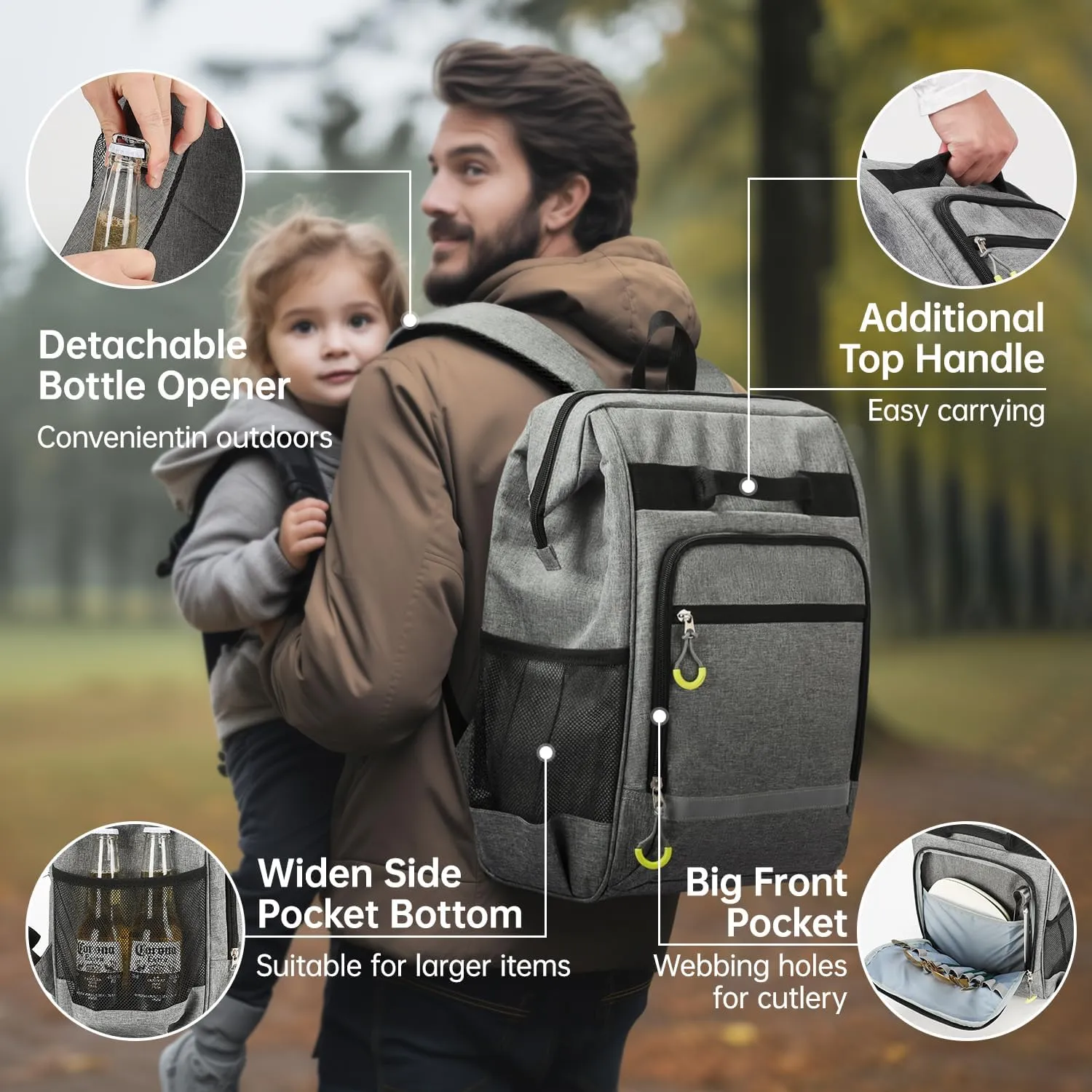 Cooler Backpack，30 Cans Backpack Coolers Insulated Leak Proof，Large Soft Cooler Bag，Portable Lightweight Beach Travel Camping Lunch Backpack for Men and Women