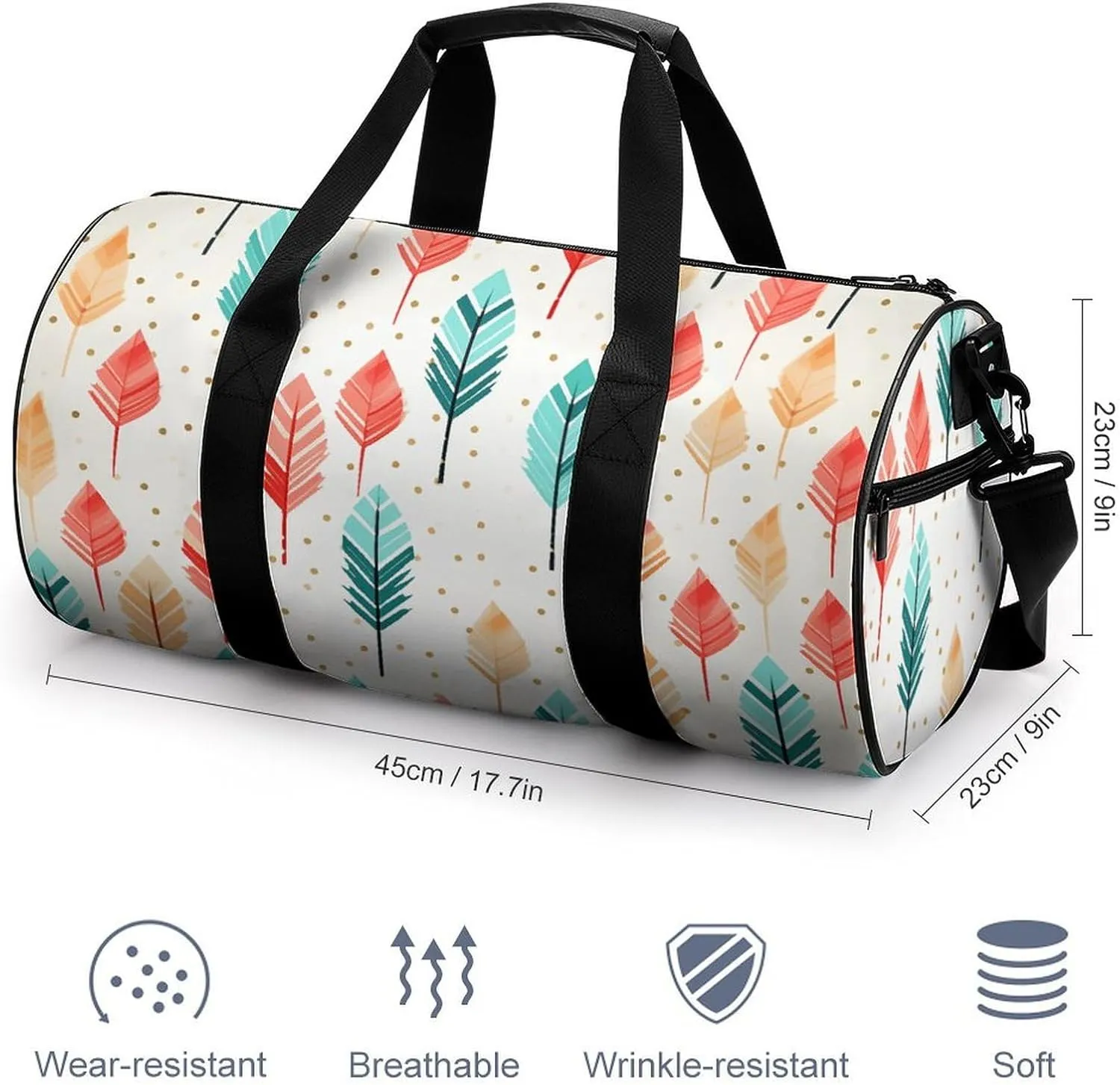 Coral And Teal Arrows Gym Bag Small Travel Duffle Bag with Compartment Carry On Weekender Bag for Women Men