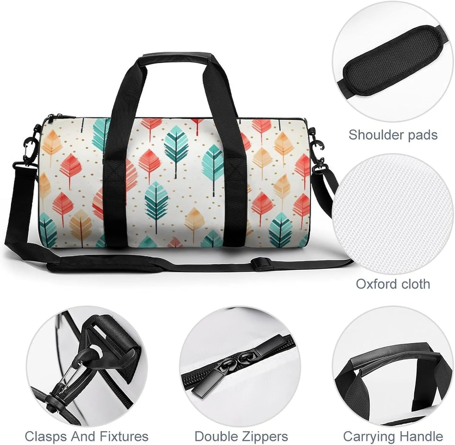 Coral And Teal Arrows Gym Bag Small Travel Duffle Bag with Compartment Carry On Weekender Bag for Women Men