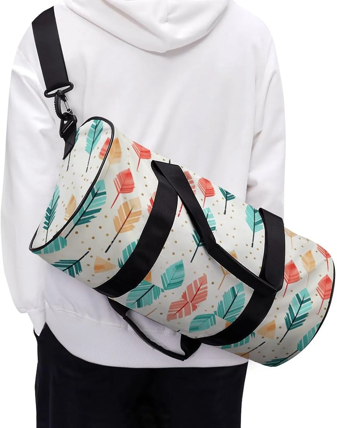 Coral And Teal Arrows Gym Bag Small Travel Duffle Bag with Compartment Carry On Weekender Bag for Women Men