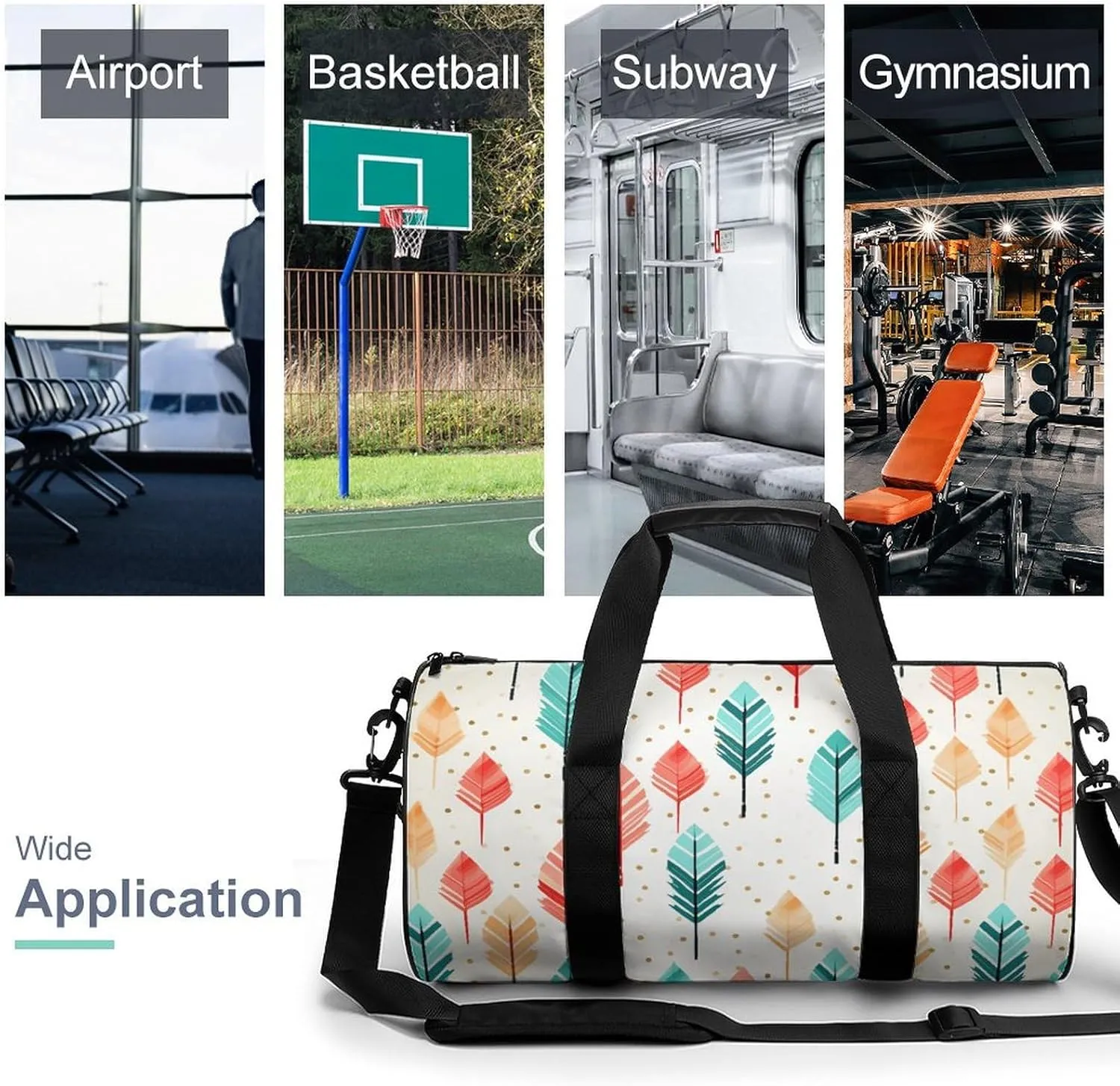 Coral And Teal Arrows Gym Bag Small Travel Duffle Bag with Compartment Carry On Weekender Bag for Women Men