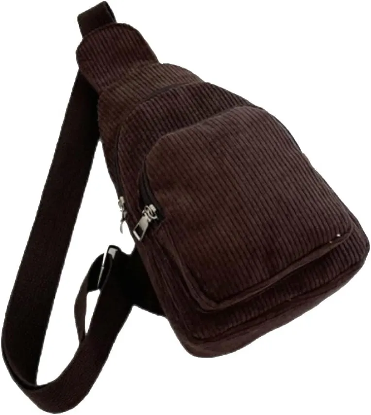 Corduroy Sling Bag Fanny Pack Crossbody Purse Mini Backpack Tote
