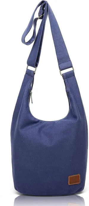Coton Pose Women Hippie Crossbody Bag - Top Zip Large Capacity Canvas Sling Bag - Jacquard Cloth Handmade