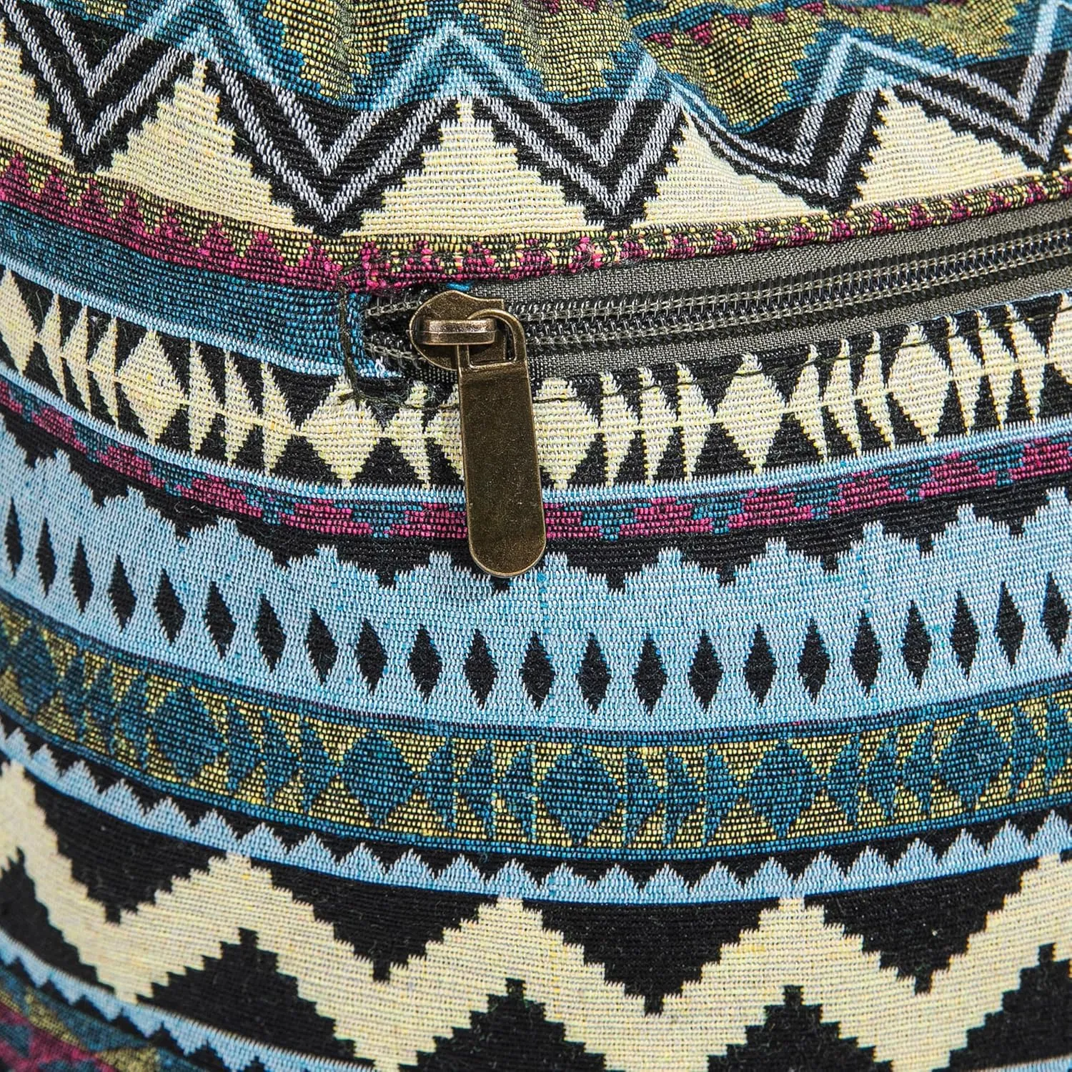 Coton Pose Women Hippie Crossbody Bag - Top Zip Large Capacity Canvas Sling Bag - Jacquard Cloth Handmade