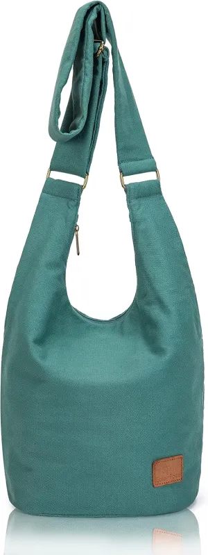 Coton Pose Women Hippie Crossbody Bag - Top Zip Large Capacity Canvas Sling Bag - Jacquard Cloth Handmade