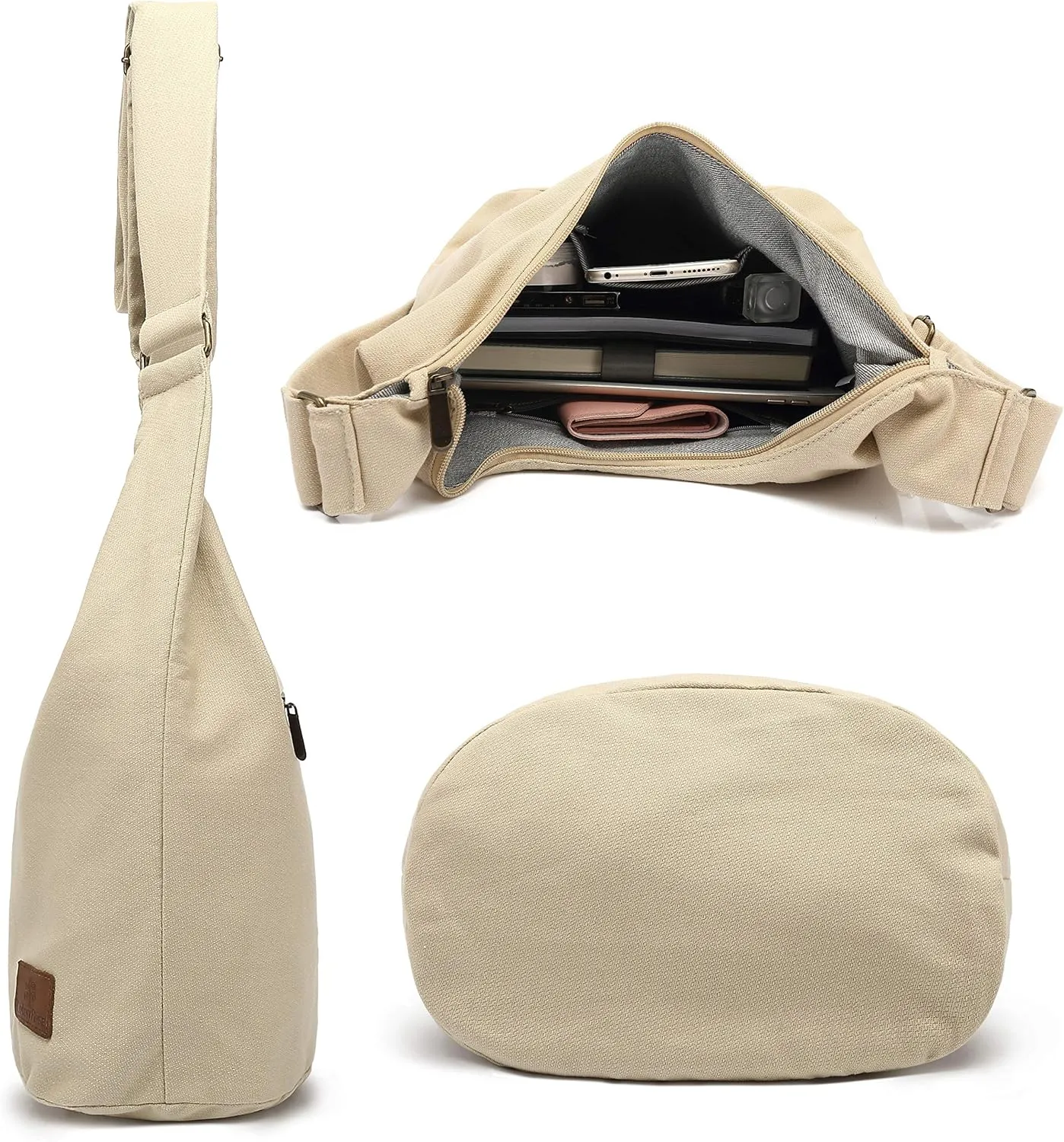 Coton Pose Women Hippie Crossbody Bag - Top Zip Large Capacity Canvas Sling Bag - Jacquard Cloth Handmade