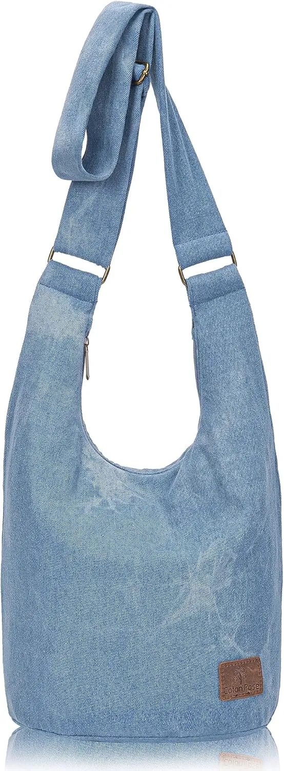 Coton Pose Women Hippie Crossbody Bag - Top Zip Large Capacity Canvas Sling Bag - Jacquard Cloth Handmade