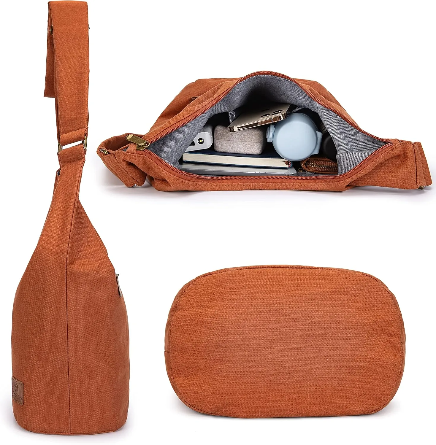 Coton Pose Women Hippie Crossbody Bag - Top Zip Large Capacity Canvas Sling Bag - Jacquard Cloth Handmade