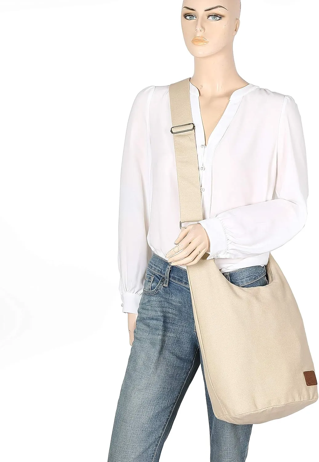 Coton Pose Women Hippie Crossbody Bag - Top Zip Large Capacity Canvas Sling Bag - Jacquard Cloth Handmade