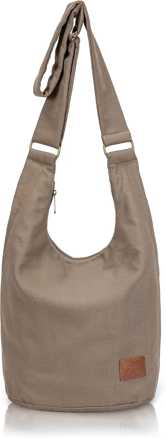 Coton Pose Women Hippie Crossbody Bag - Top Zip Large Capacity Canvas Sling Bag - Jacquard Cloth Handmade