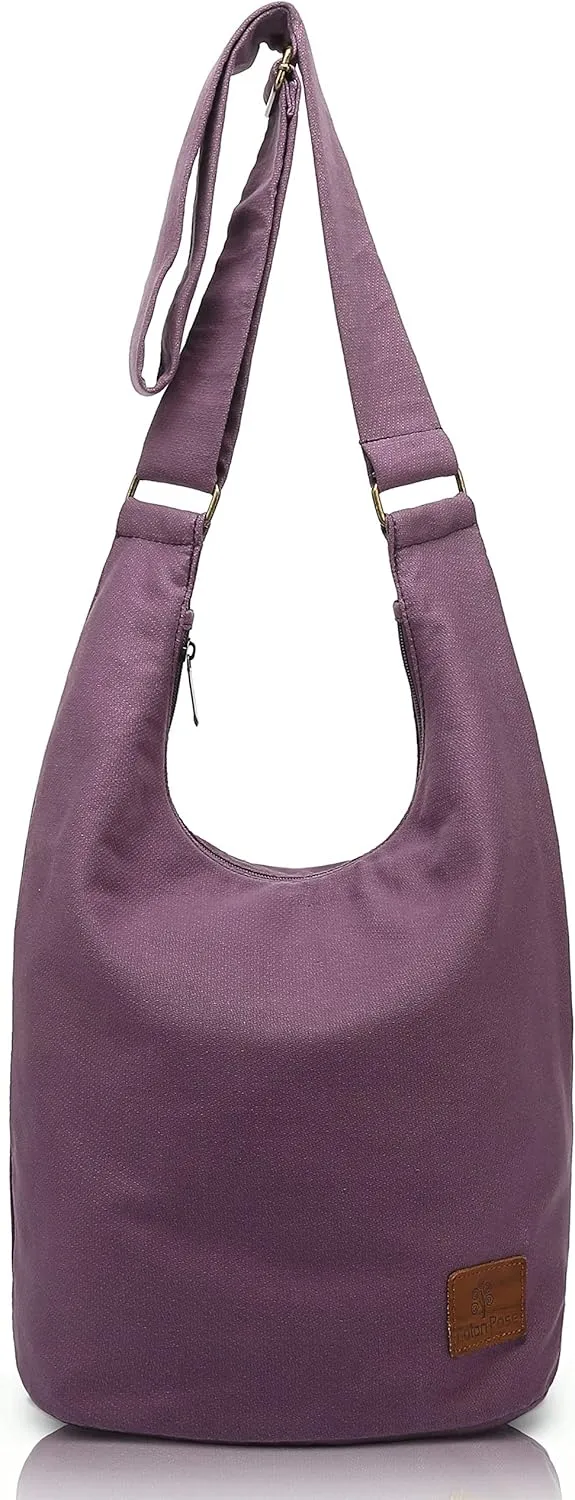 Coton Pose Women Hippie Crossbody Bag - Top Zip Large Capacity Canvas Sling Bag - Jacquard Cloth Handmade