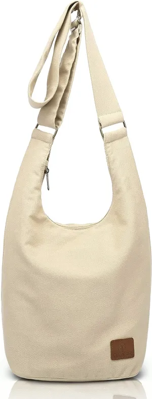 Coton Pose Women Hippie Crossbody Bag - Top Zip Large Capacity Canvas Sling Bag - Jacquard Cloth Handmade