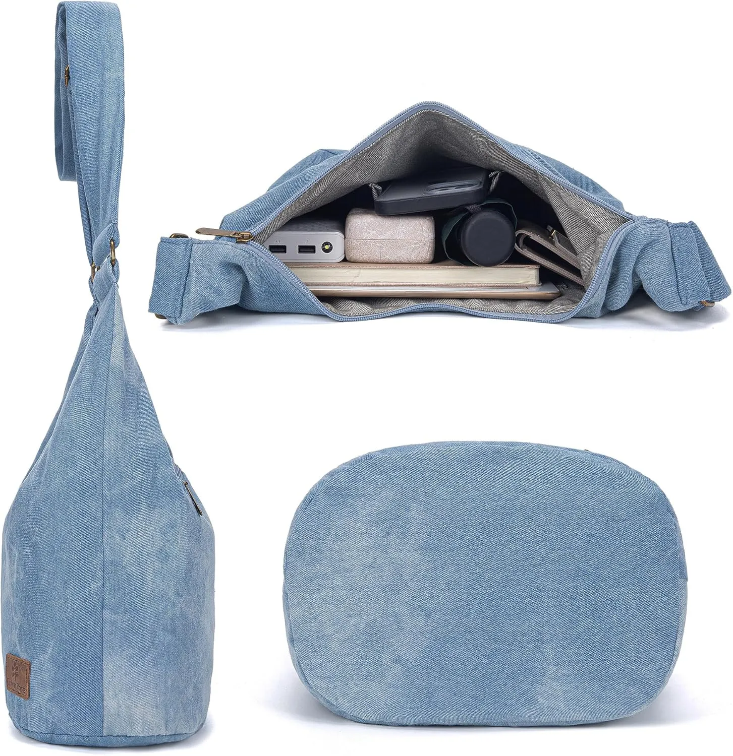 Coton Pose Women Hippie Crossbody Bag - Top Zip Large Capacity Canvas Sling Bag - Jacquard Cloth Handmade