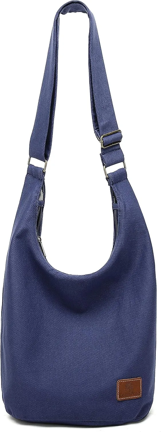 Coton Pose Women Hippie Crossbody Bag - Top Zip Large Capacity Canvas Sling Bag - Jacquard Cloth Handmade