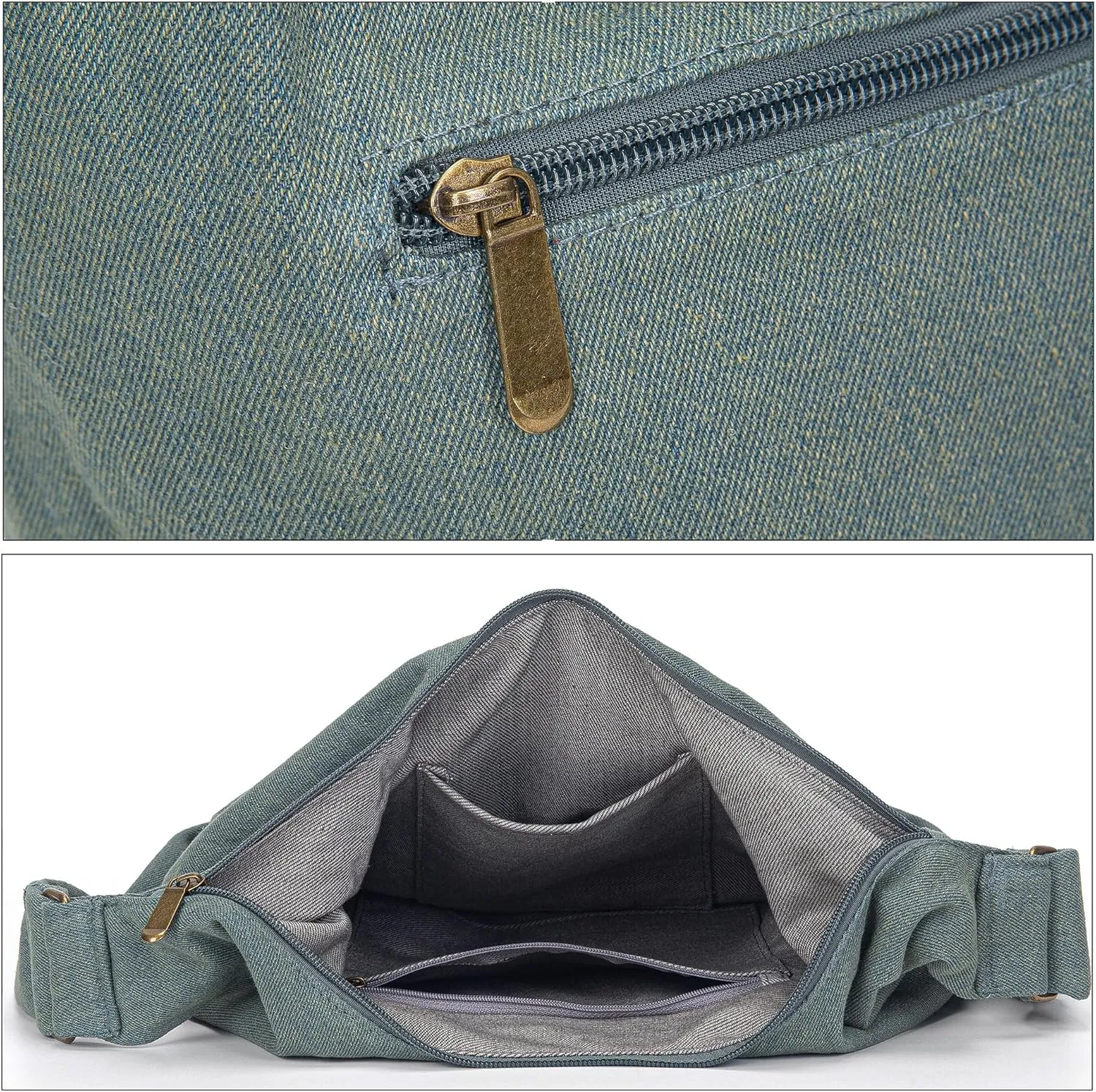 Coton Pose Women Hippie Crossbody Bag - Top Zip Large Capacity Canvas Sling Bag - Jacquard Cloth Handmade