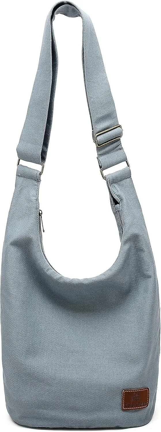 Coton Pose Women Hippie Crossbody Bag - Top Zip Large Capacity Canvas Sling Bag - Jacquard Cloth Handmade