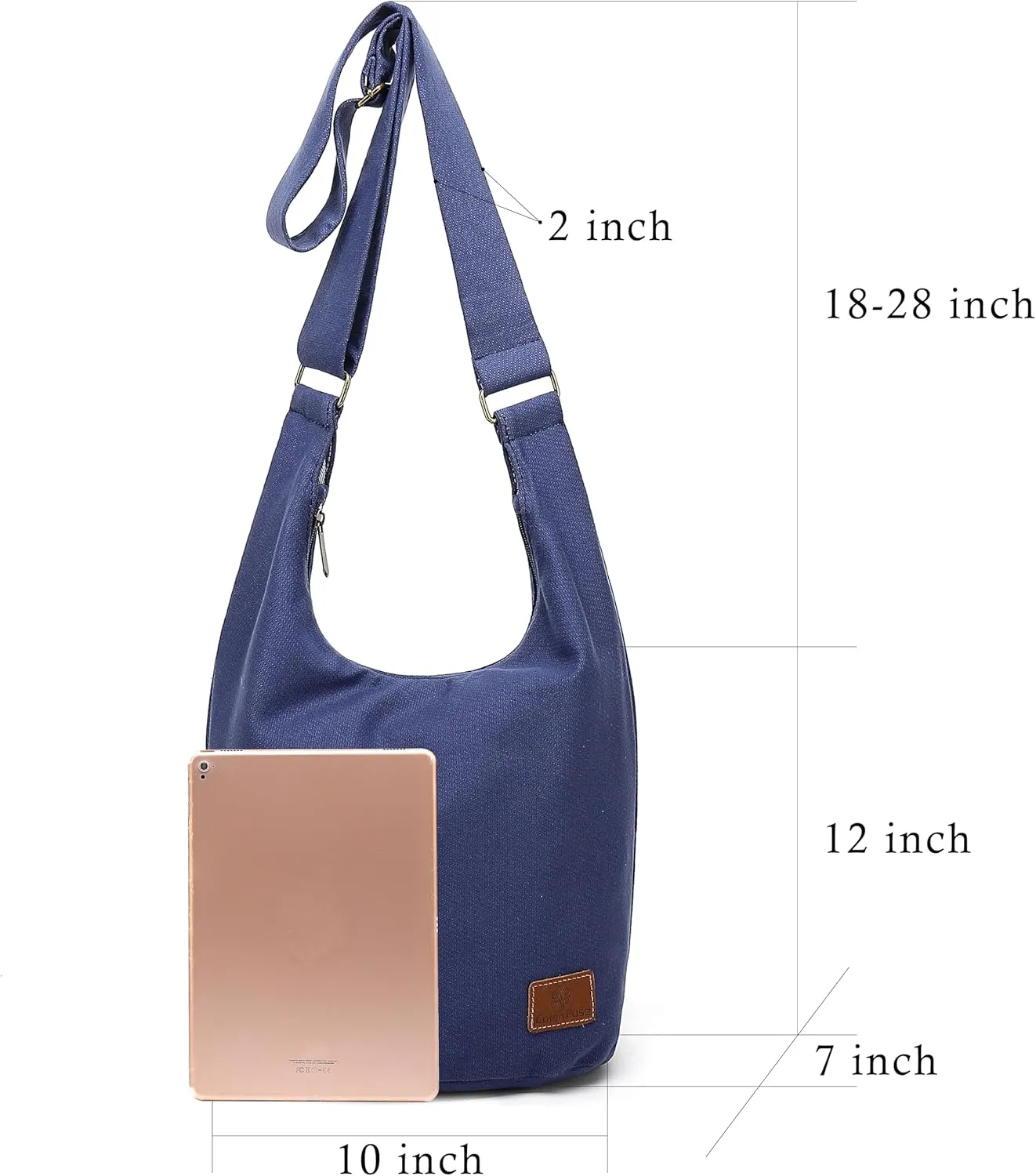 Coton Pose Women Hippie Crossbody Bag - Top Zip Large Capacity Canvas Sling Bag - Jacquard Cloth Handmade
