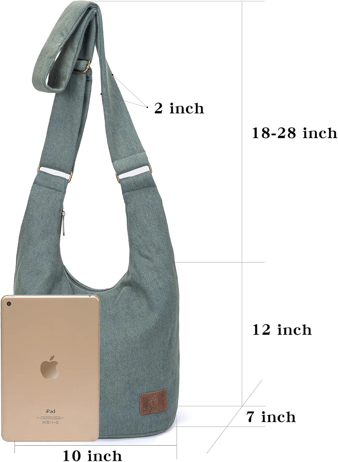 Coton Pose Women Hippie Crossbody Bag - Top Zip Large Capacity Canvas Sling Bag - Jacquard Cloth Handmade