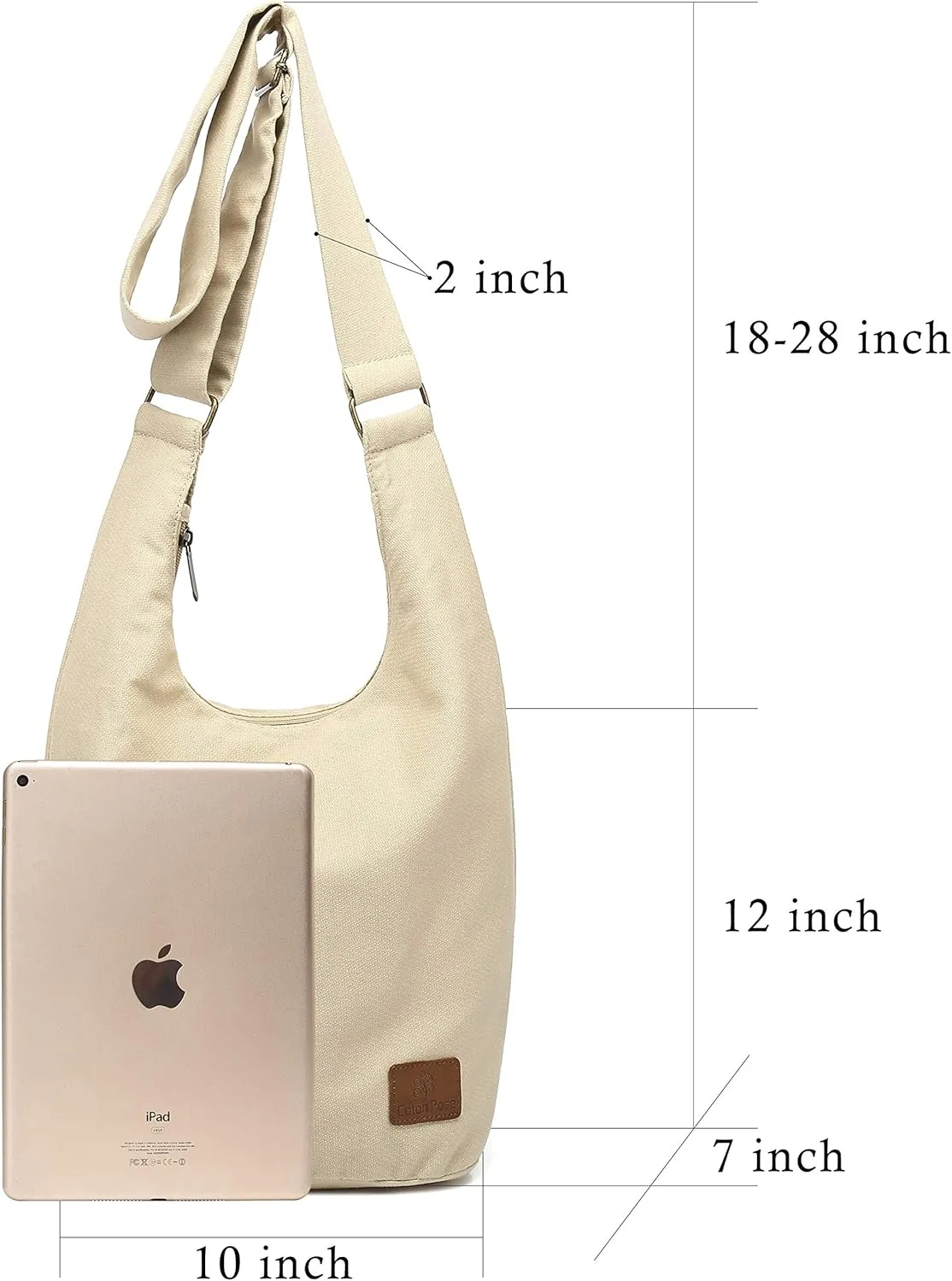 Coton Pose Women Hippie Crossbody Bag - Top Zip Large Capacity Canvas Sling Bag - Jacquard Cloth Handmade