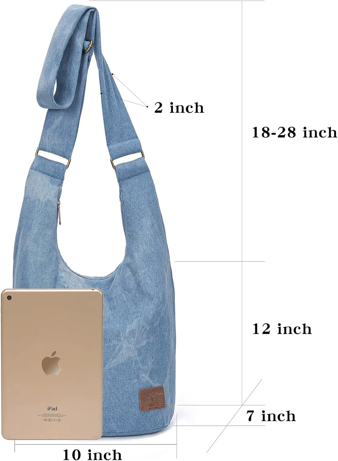 Coton Pose Women Hippie Crossbody Bag - Top Zip Large Capacity Canvas Sling Bag - Jacquard Cloth Handmade