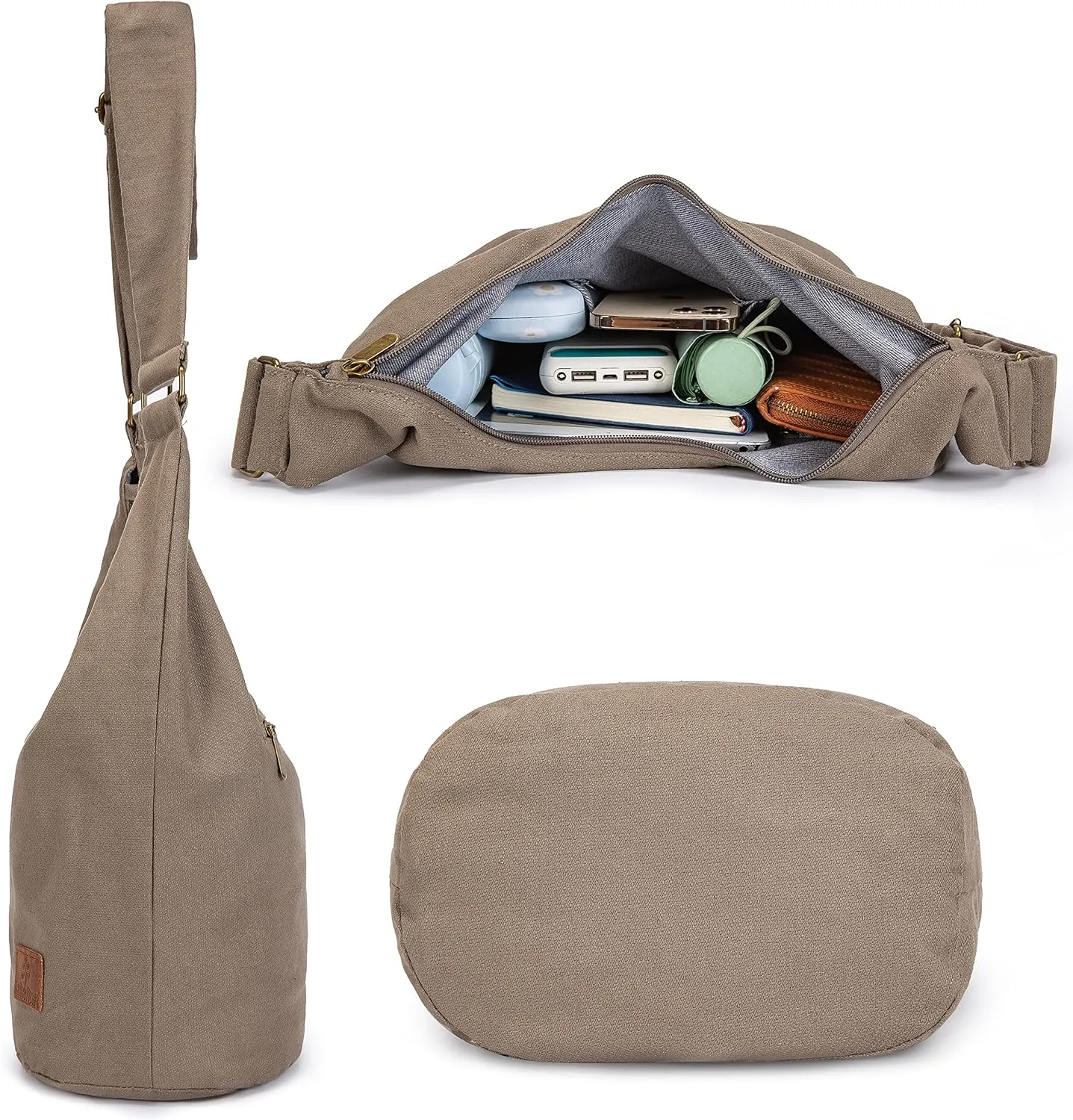 Coton Pose Women Hippie Crossbody Bag - Top Zip Large Capacity Canvas Sling Bag - Jacquard Cloth Handmade