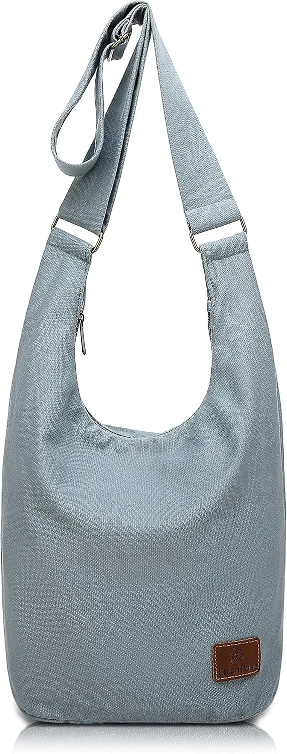 Coton Pose Women Hippie Crossbody Bag - Top Zip Large Capacity Canvas Sling Bag - Jacquard Cloth Handmade