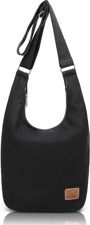 Coton Pose Women Hippie Crossbody Bag - Top Zip Large Capacity Canvas Sling Bag - Jacquard Cloth Handmade