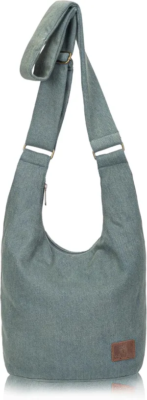 Coton Pose Women Hippie Crossbody Bag - Top Zip Large Capacity Canvas Sling Bag - Jacquard Cloth Handmade