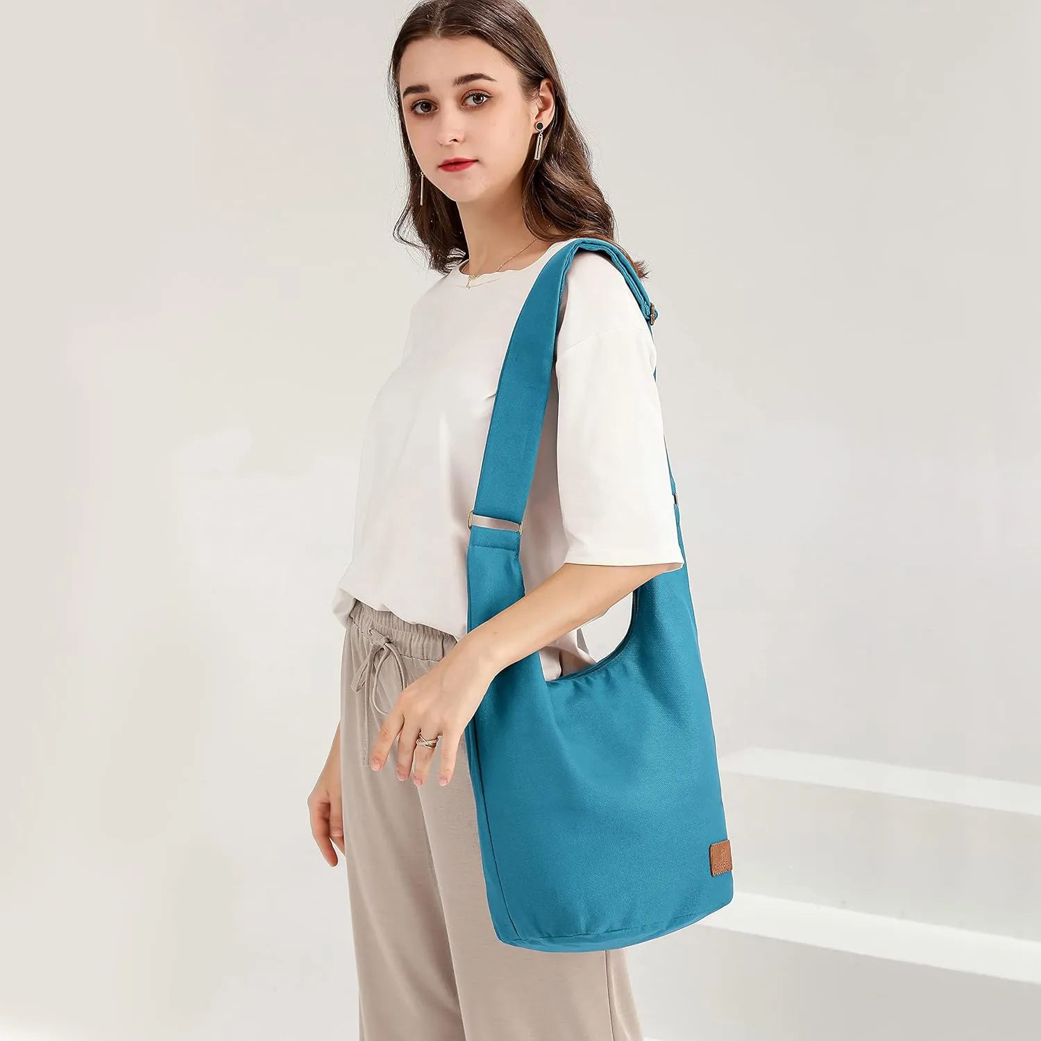 Coton Pose Women Hippie Crossbody Bag - Top Zip Large Capacity Canvas Sling Bag - Jacquard Cloth Handmade
