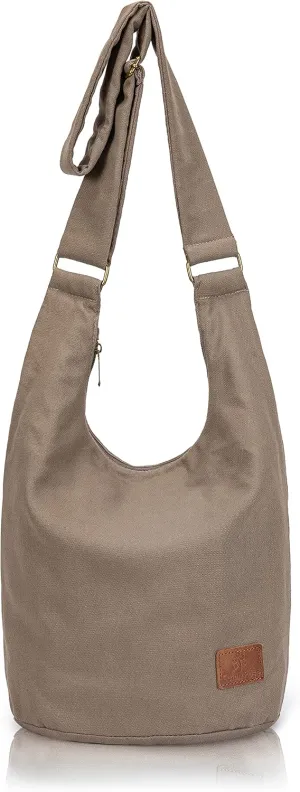 Coton Pose Women Hippie Crossbody Bag - Top Zip Large Capacity Canvas Sling Bag - Jacquard Cloth Handmade