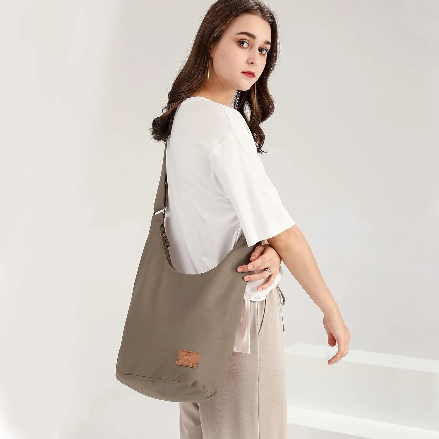 Coton Pose Women Hippie Crossbody Bag - Top Zip Large Capacity Canvas Sling Bag - Jacquard Cloth Handmade