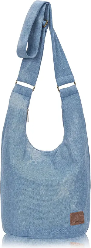 Coton Pose Women Hippie Crossbody Bag - Top Zip Large Capacity Canvas Sling Bag - Jacquard Cloth Handmade