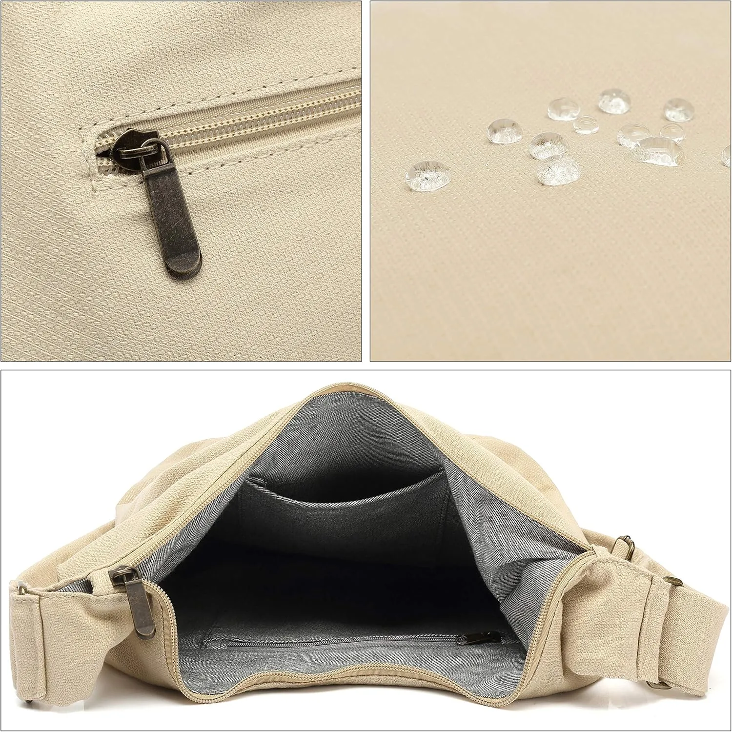 Coton Pose Women Hippie Crossbody Bag - Top Zip Large Capacity Canvas Sling Bag - Jacquard Cloth Handmade