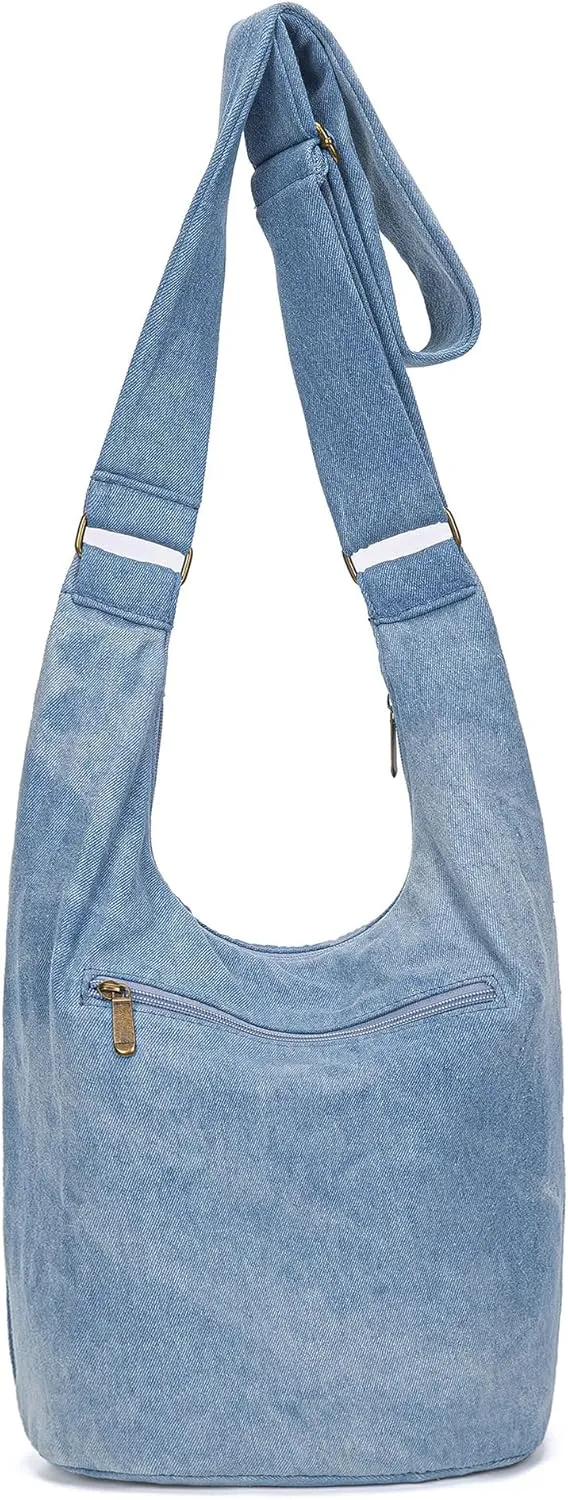 Coton Pose Women Hippie Crossbody Bag - Top Zip Large Capacity Canvas Sling Bag - Jacquard Cloth Handmade